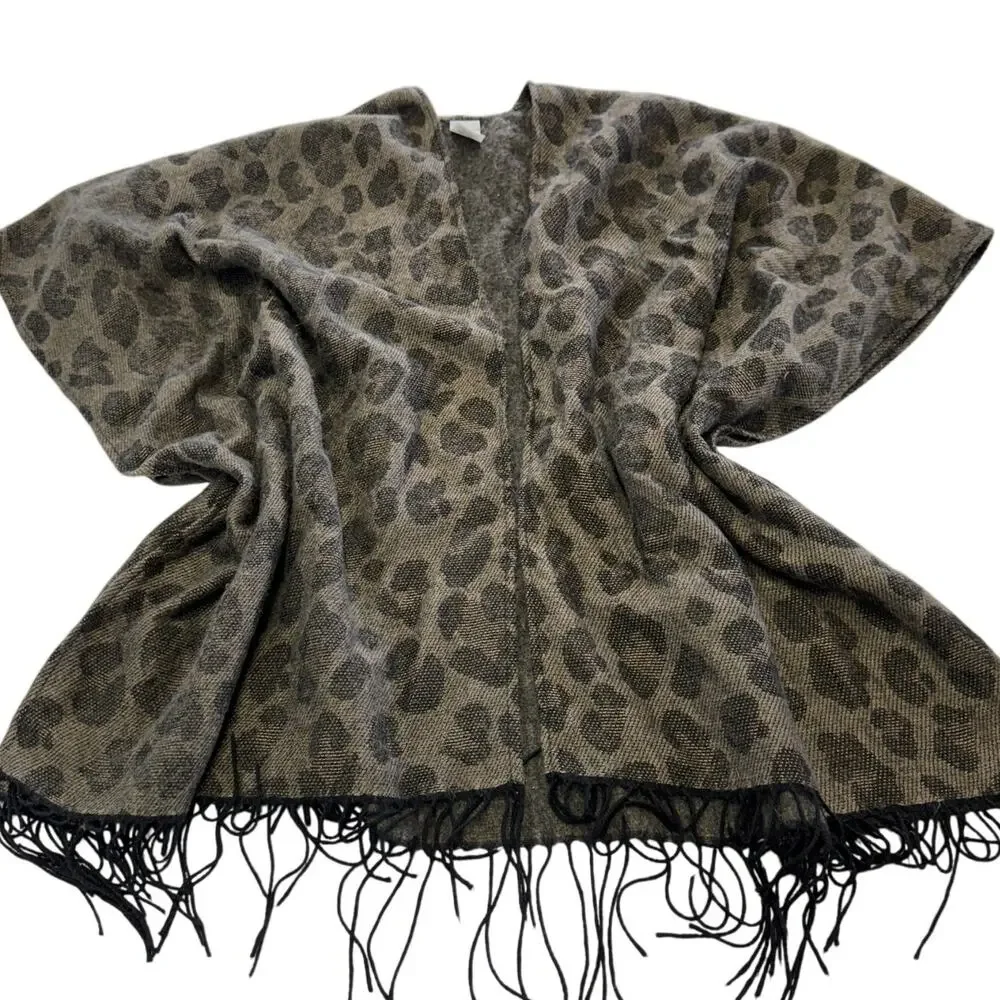 Woolrich Cardigan Womens One Size Lana Leopard Cozy Soft Blanket Wrap‎ Oversized - Picture 2 of 7